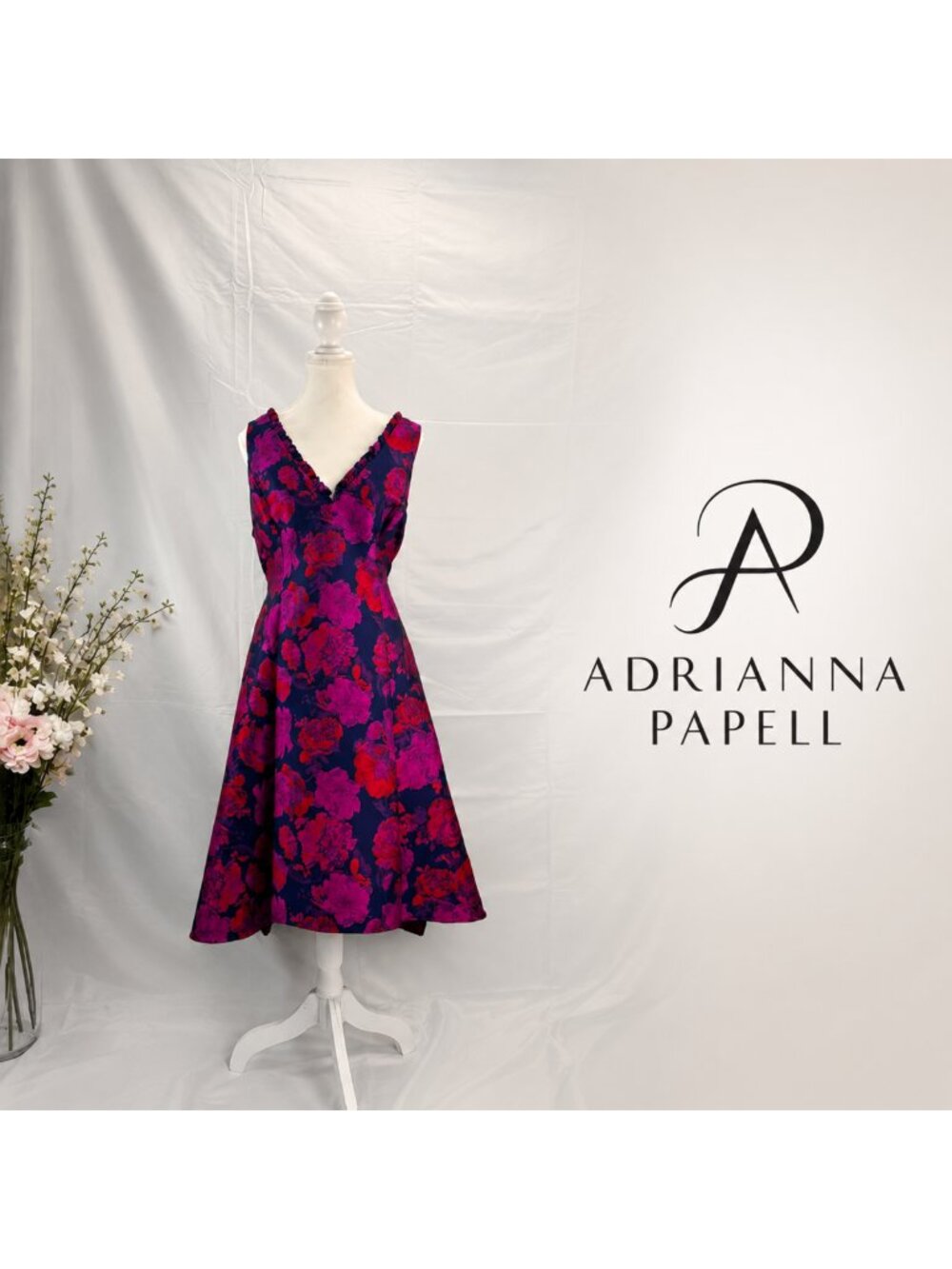 ADRIANNA PAPELL Floral Fit & Flare Cocktail Dress – Size 14 - Picture 1 of 3
